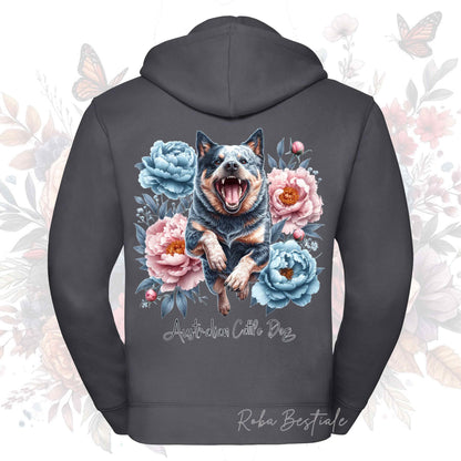 Felpa PEONY - AUSTRALIAN CATTLE DOG Blue - Con Cappuccio e Full Zip, Uomo o Donna, in tanti colori - dalla XS alla 5XL