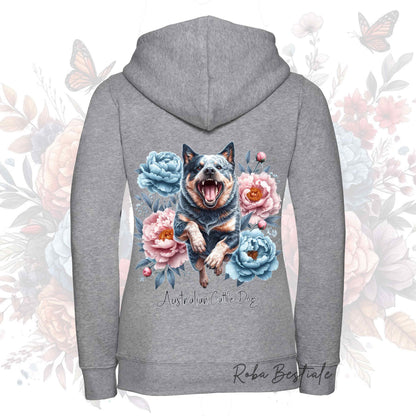 Felpa PEONY - AUSTRALIAN CATTLE DOG Blue - Con Cappuccio e Full Zip, Uomo o Donna, in tanti colori - dalla XS alla 5XL