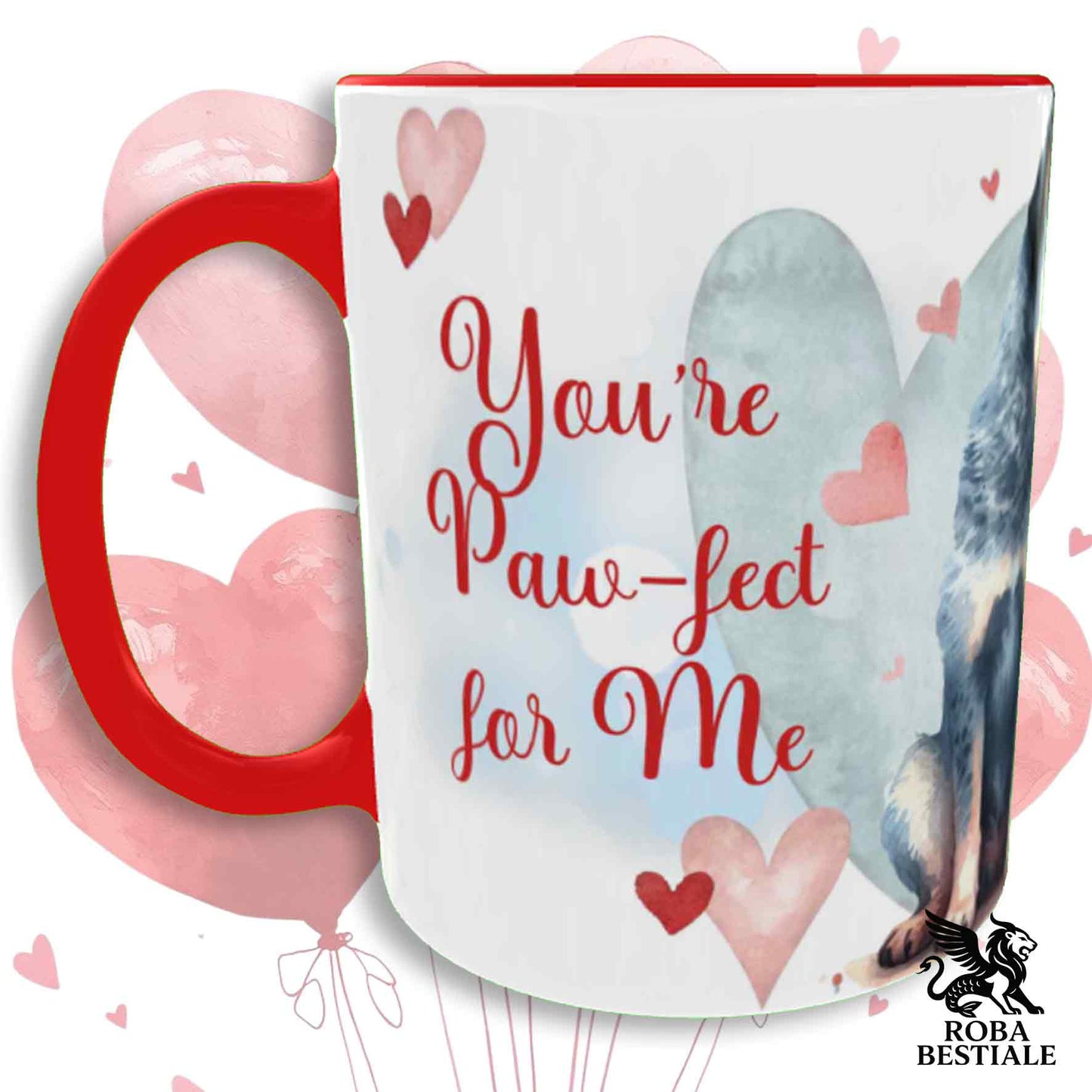 Tazza LOVE ME - AUSTRALIAN CATTLE DOG Blue - In Ceramica, con dettagli Rossi - 330 ml
