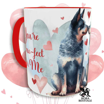 Tazza LOVE ME - AUSTRALIAN CATTLE DOG Blue - In Ceramica, con dettagli Rossi - 330 ml