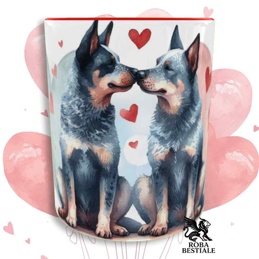 Tazza LOVE ME - AUSTRALIAN CATTLE DOG Blue - In Ceramica, con dettagli Rossi - 330 ml