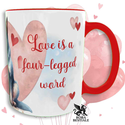 Tazza LOVE ME - AUSTRALIAN CATTLE DOG Blue - In Ceramica, con dettagli Rossi - 330 ml