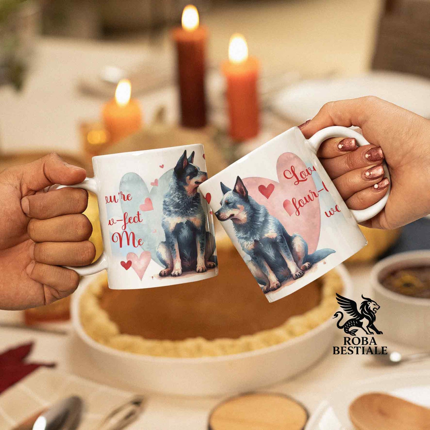 Tazza LOVE ME - AUSTRALIAN CATTLE DOG Blue - In Ceramica, con dettagli Rossi - 330 ml