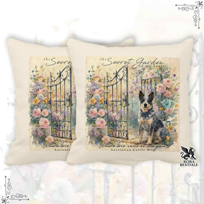 SECRET GARDEN Cushion - AUSTRALIAN CATTLE DOG Blue - 100% Cotton Canvas - 40x40 cm