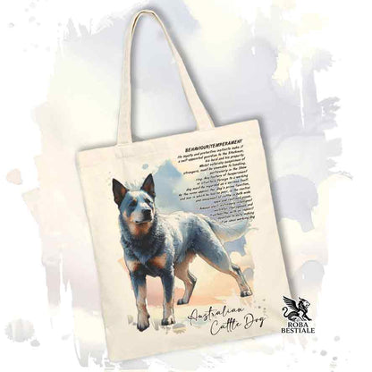 Tote Bag BEHAVIOR - AUSTRALIAN CATTLE DOG Blue - 100% Cotone - Bianca o Beige