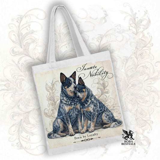 Tote Bag NOBILITY - AUSTRALIAN CATTLE DOG Blue - 100% Cotone - Bianca o Beige