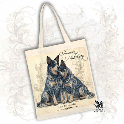 Tote Bag NOBILITY - AUSTRALIAN CATTLE DOG Blue - 100% Cotone - Bianca o Beige