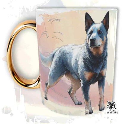 Tazza BEHAVIOR - AUSTRALIAN CATTLE DOG Blue - Standard FCI - In Ceramica, con manico dorato - 330 ml