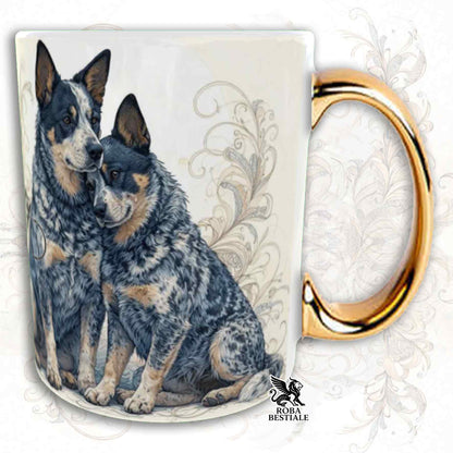 Tazza NOBILITY - AUSTRALIAN CATTLE DOG Blue - Manico ORO - 330 ml - in Ceramica