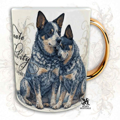 Tazza NOBILITY - AUSTRALIAN CATTLE DOG Blue - Manico ORO - 330 ml - in Ceramica
