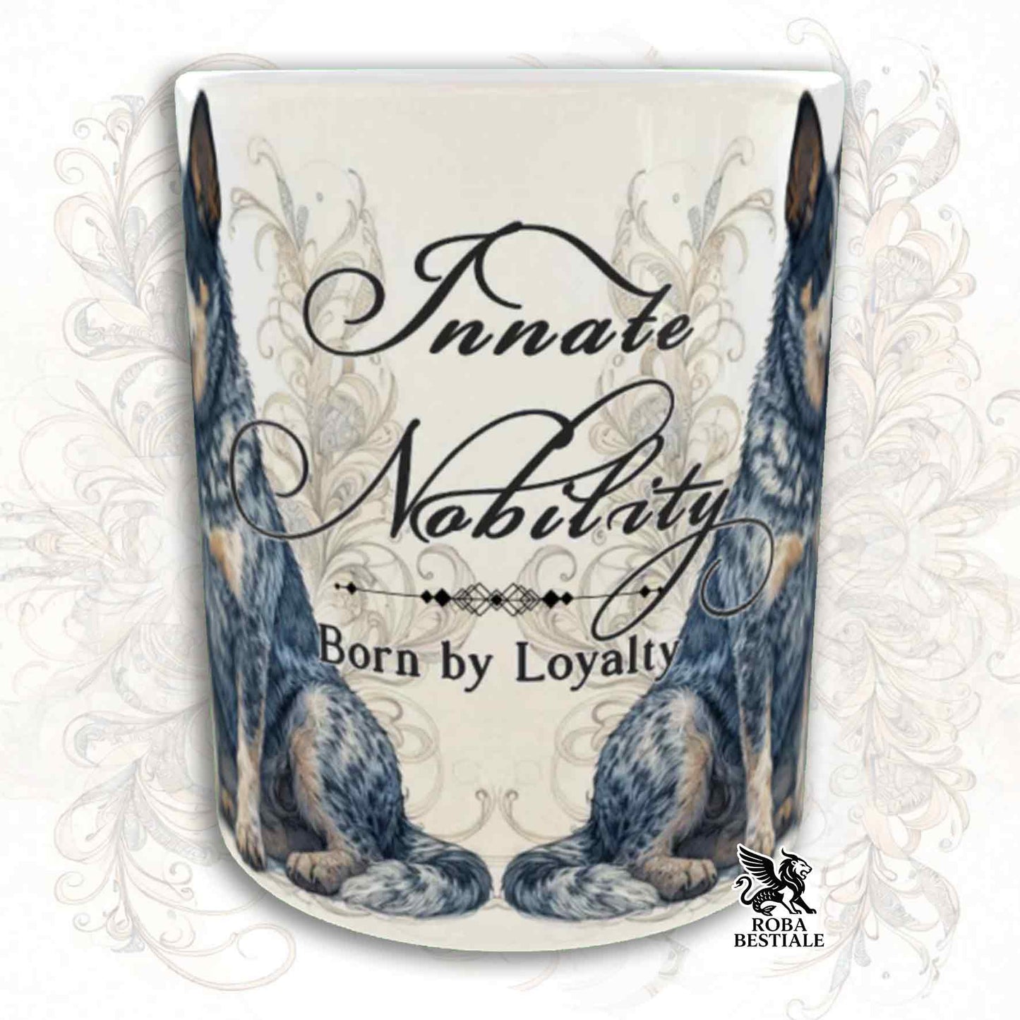 Tazza NOBILITY - AUSTRALIAN CATTLE DOG Blue - Manico ORO - 330 ml - in Ceramica