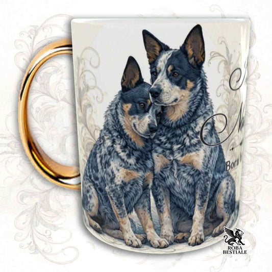 Tazza NOBILITY - AUSTRALIAN CATTLE DOG Blue - Manico ORO - 330 ml - in Ceramica