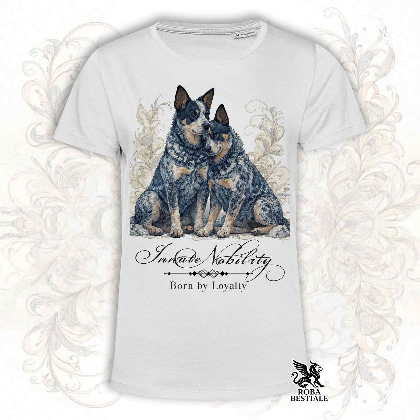 T-Shirt NOBILITY - AUSTRALIAN CATTLE DOG Blue - Bianca o Beige, da Uomo o da Donna - dalla XS alla 5XL