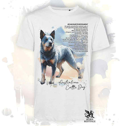 T-Shirt BEHAVIOR - AUSTRALIAN CATTLE DOG Blue - Bianca o Beige, da Uomo o da Donna - dalla XS alla 5XL