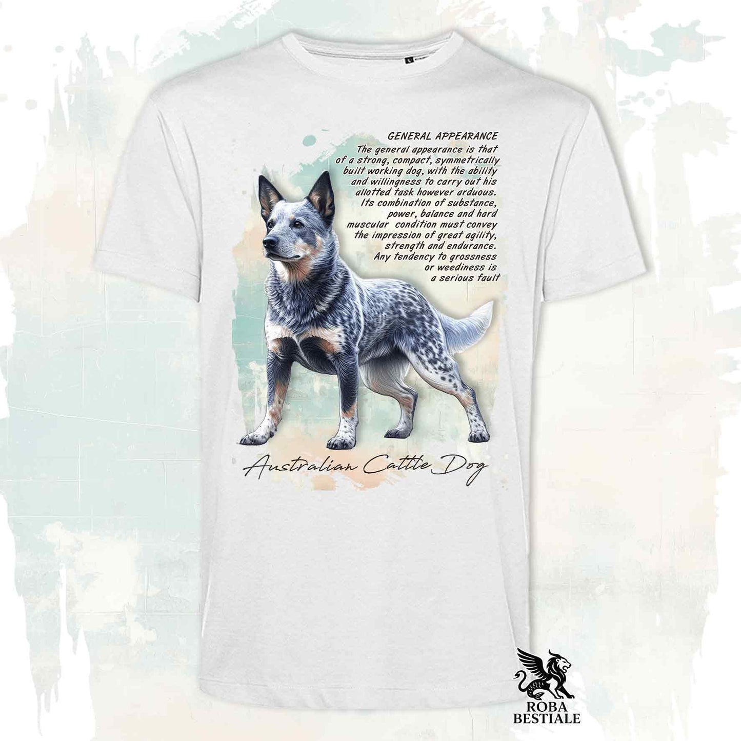 T-Shirt APPEARANCE - AUSTRALIAN CATTLE DOG Blue - Bianca o Beige, da Uomo o da Donna - dalla XS alla 5XL