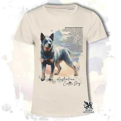 T-Shirt BEHAVIOR - AUSTRALIAN CATTLE DOG Blue - Bianca o Beige, da Uomo o da Donna - dalla XS alla 5XL