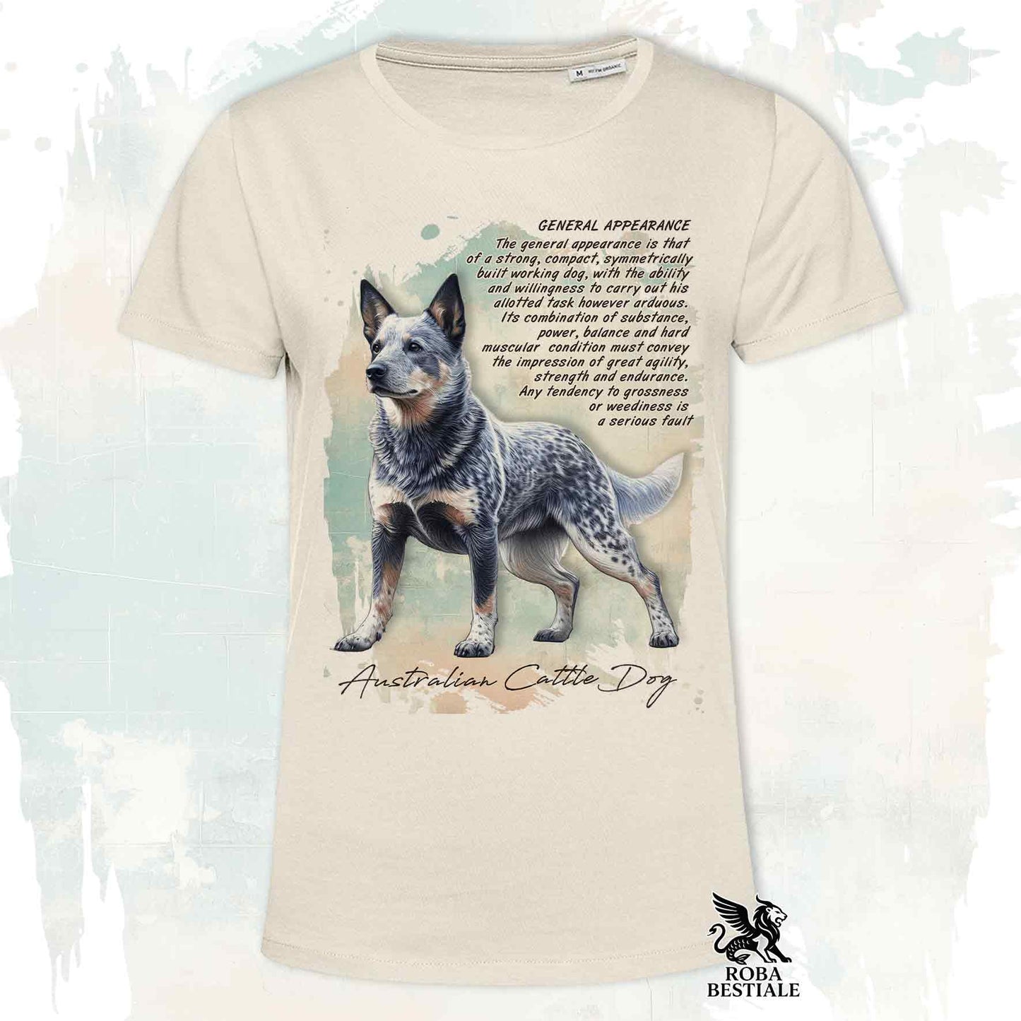 T-Shirt APPEARANCE - AUSTRALIAN CATTLE DOG Blue - Bianca o Beige, da Uomo o da Donna - dalla XS alla 5XL
