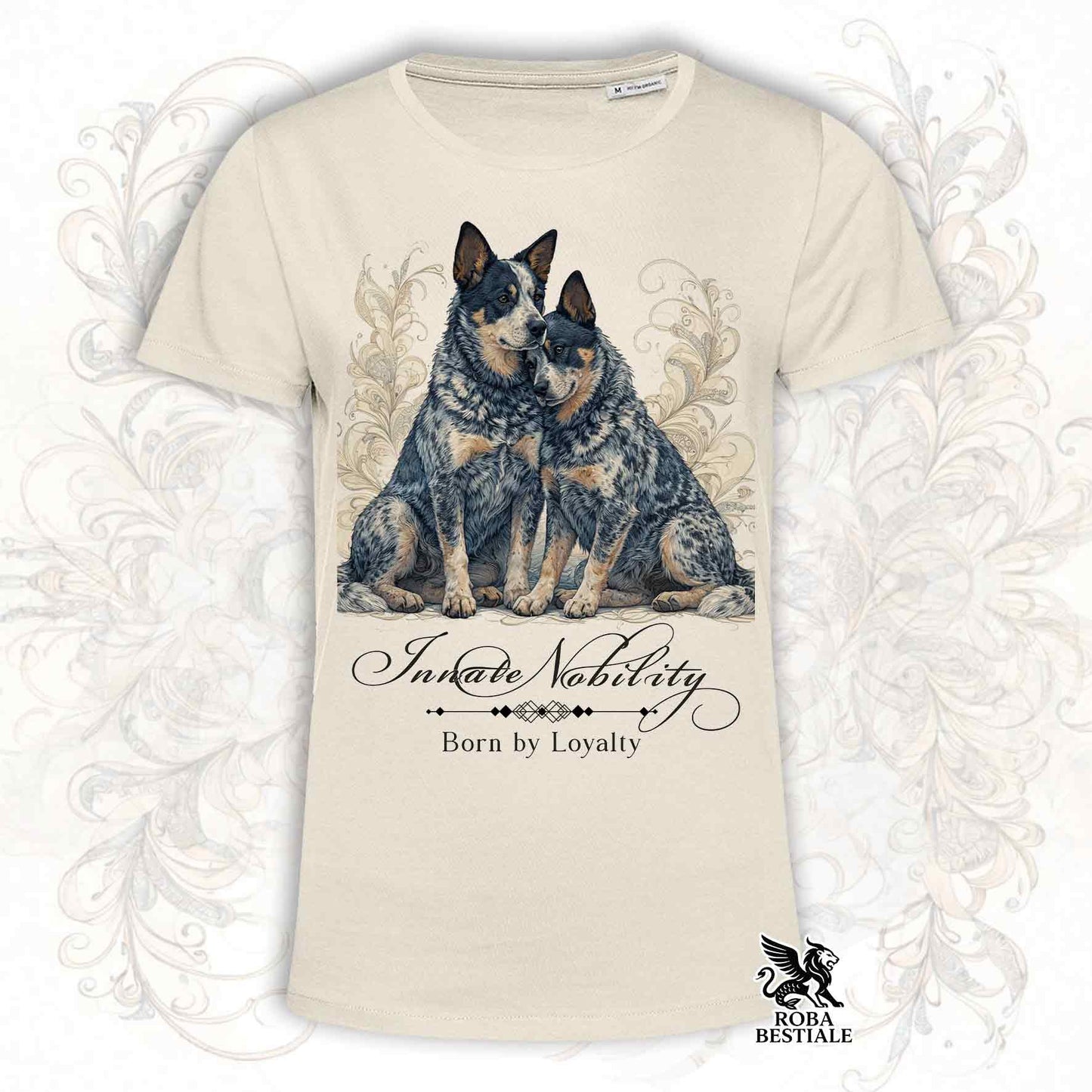 T-Shirt NOBILITY - AUSTRALIAN CATTLE DOG Blue - Bianca o Beige, da Uomo o da Donna - dalla XS alla 5XL