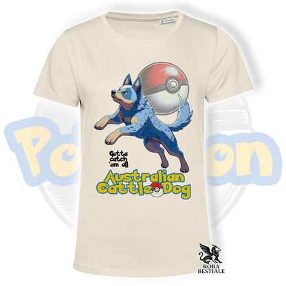 T-Shirt POKEMON - AUSTRALIAN CATTLE DOG Blue - Bianca o Beige, da Uomo o da Donna - dalla XS alla 5XL