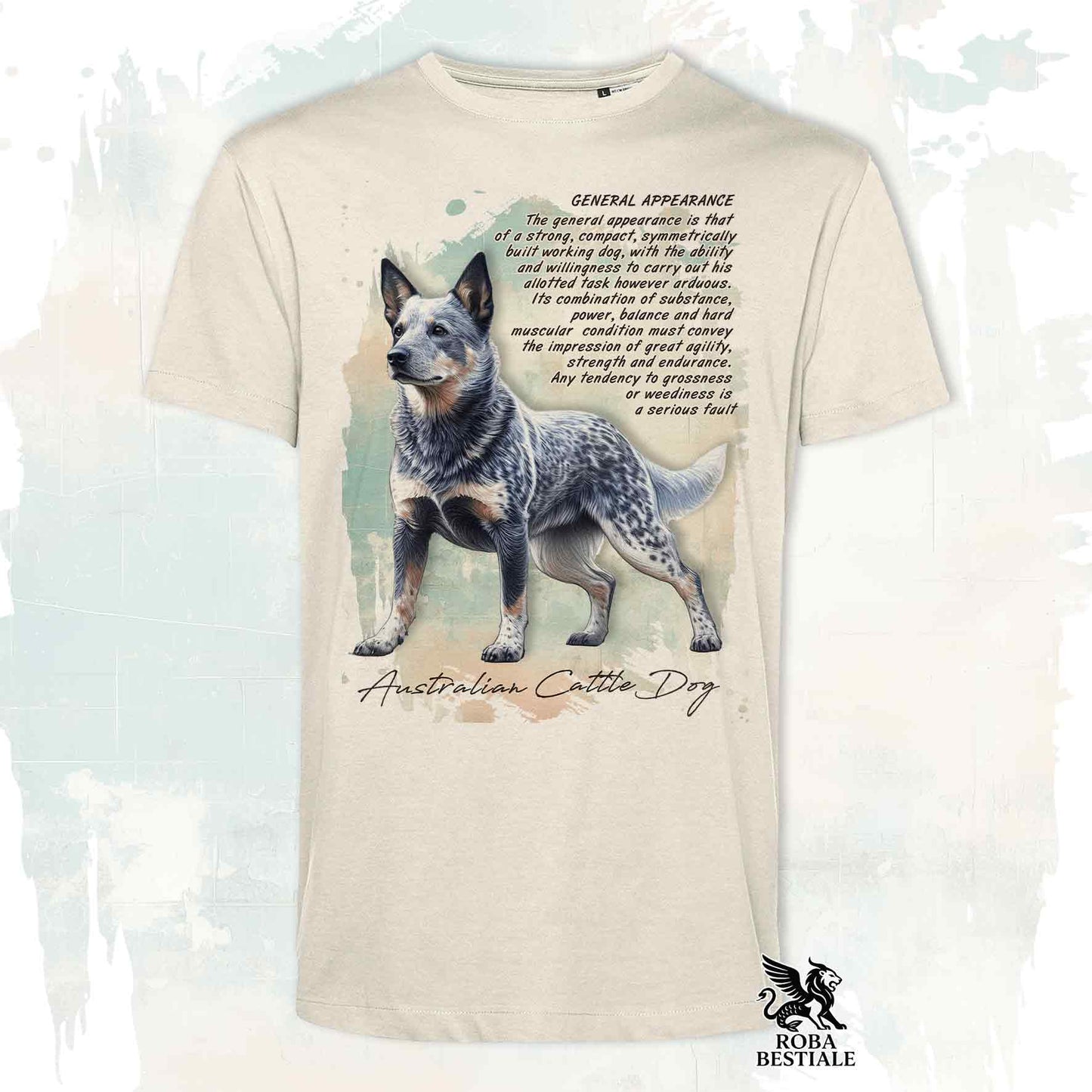 T-Shirt APPEARANCE - AUSTRALIAN CATTLE DOG Blue - Bianca o Beige, da Uomo o da Donna - dalla XS alla 5XL