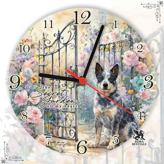 Orologio da Muro SECRET GARDEN - AUSTRALIAN CATTLE DOG Blue - in MDF - diametro 20 o 30 cm