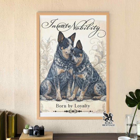 Quadretto NOBILITY - AUSTRALIAN CATTLE DOG Blue - Con cornice in legno, formato A4