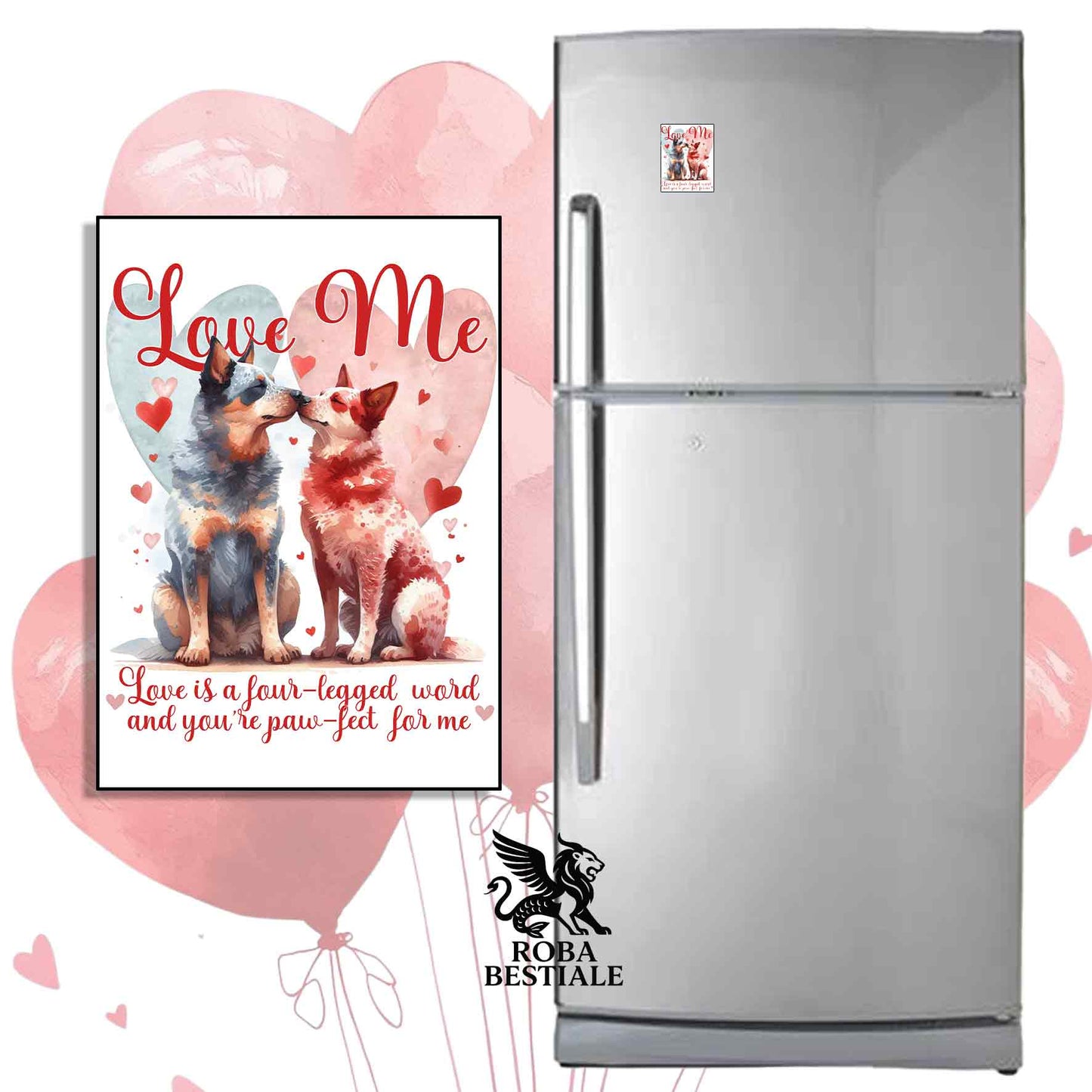 Calamita LOVE ME - AUSTRALIAN CATTLE DOG Blue + Red - in MDF - 7x5 cm