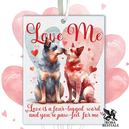 Deodorante Auto LOVE ME - AUSTRALIAN CATTLE DOG Blue + Red - In Feltro, con cordino - 7,5 x 10 cm