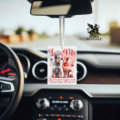 Deodorante Auto LOVE ME - AUSTRALIAN CATTLE DOG Blue + Red - In Feltro, con cordino - 7,5 x 10 cm