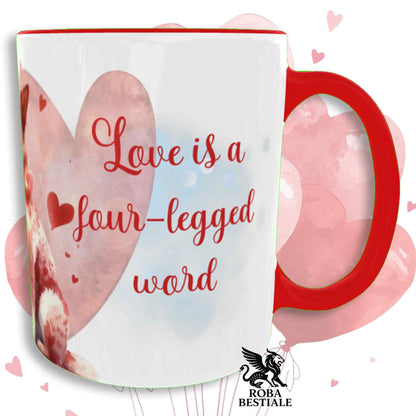 Tazza LOVE ME - AUSTRALIAN CATTLE DOG Blue + Red - In Ceramica, con dettagli Rossi - 330 ml