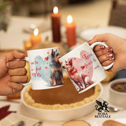 Tazza LOVE ME - AUSTRALIAN CATTLE DOG Blue + Red - In Ceramica, con dettagli Rossi - 330 ml