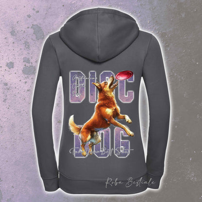 Felpa APTITUDE - DISC DOG - AUSTRALIAN CATTLE DOG Red - Con Cappuccio e Full Zip, Uomo o Donna, in tanti colori - dalla XS alla 5XL