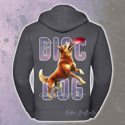 Felpa APTITUDE - DISC DOG - AUSTRALIAN CATTLE DOG Red - Con Cappuccio e Full Zip, Uomo o Donna, in tanti colori - dalla XS alla 5XL