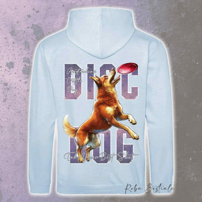 Felpa APTITUDE - DISC DOG - AUSTRALIAN CATTLE DOG Red - Con Cappuccio e Tasconi, Unisex, in tanti colori - dalla XS alla 5XL