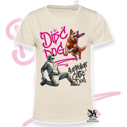 T-Shirt DISC DOG Graffiti "BOY" - AUSTRALIAN CATTLE DOG Red - Off White, colore dettagli a scelta - dalla XS alla 2XL