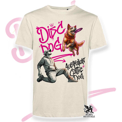 T-Shirt DISC DOG Graffiti "BOY" - AUSTRALIAN CATTLE DOG Red - Off White, colore dettagli a scelta - dalla XS alla 2XL