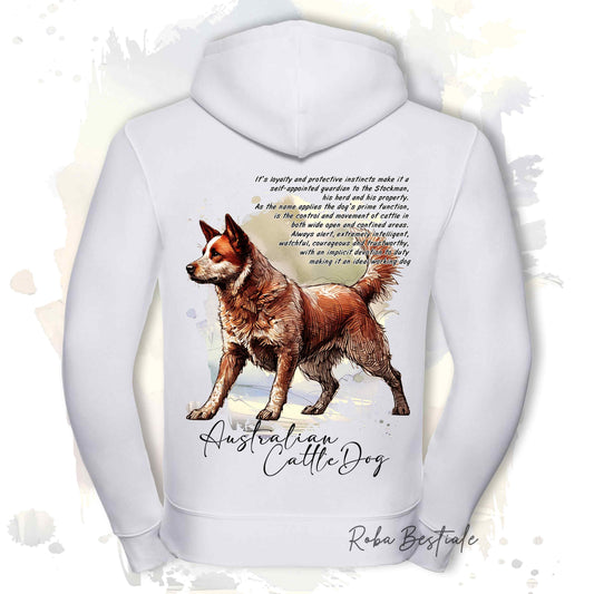Felpa BEHAVIOR - AUSTRALIAN CATTLE DOG Red - Con Cerniera - Uomo o Donna - Bianca o Grigia - dalla XS alla 3XL