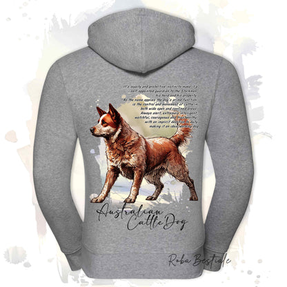 Felpa BEHAVIOR - AUSTRALIAN CATTLE DOG Red - Con Cerniera - Uomo o Donna - Bianca o Grigia - dalla XS alla 3XL