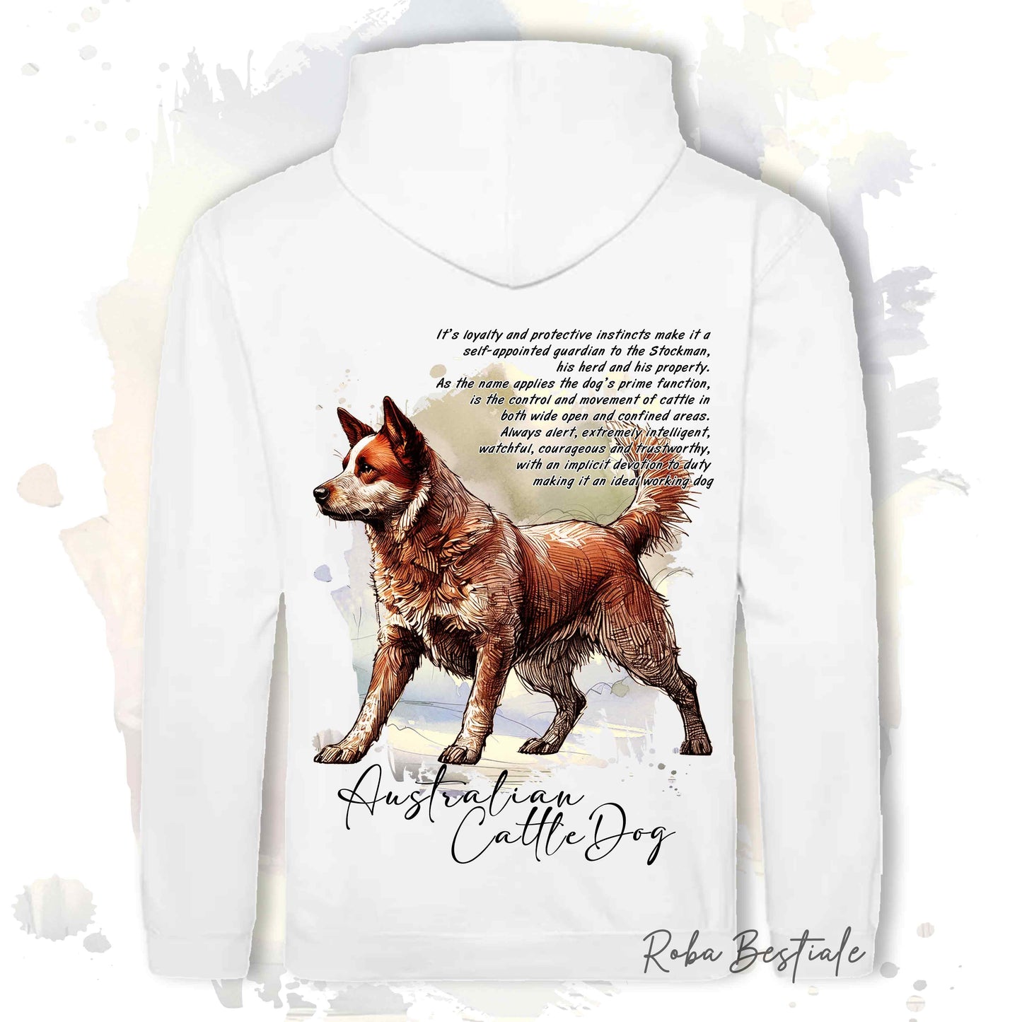 Felpa BEHAVIOR - AUSTRALIAN CATTLE DOG Red - Cappuccio e Tasconi, Unisex, in tanti colori - dalla XS alla 5XL