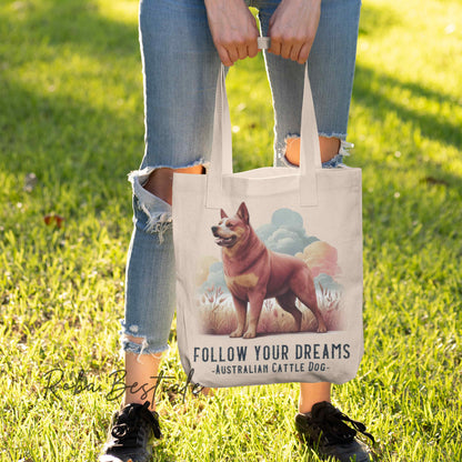 Shopper QUOTES "DREAM" - AUSTRALIAN CATTLE DOG Red - Diversi colori disponibili, 100% Cotone