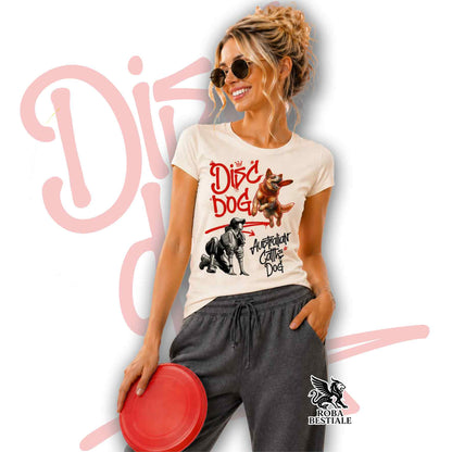 T-Shirt DISC DOG Graffiti "GIRL" - AUSTRALIAN CATTLE DOG Red - Off White, colore dettagli a scelta - dalla XS alla 2XL