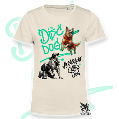 T-Shirt DISC DOG Graffiti "GIRL" - AUSTRALIAN CATTLE DOG Red - Off White, colore dettagli a scelta - dalla XS alla 2XL
