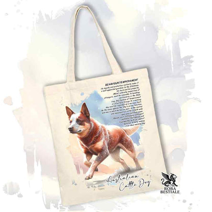 Tote Bag BEHAVIOR - AUSTRALIAN CATTLE DOG Red - 100% Cotone - Bianca o Beige