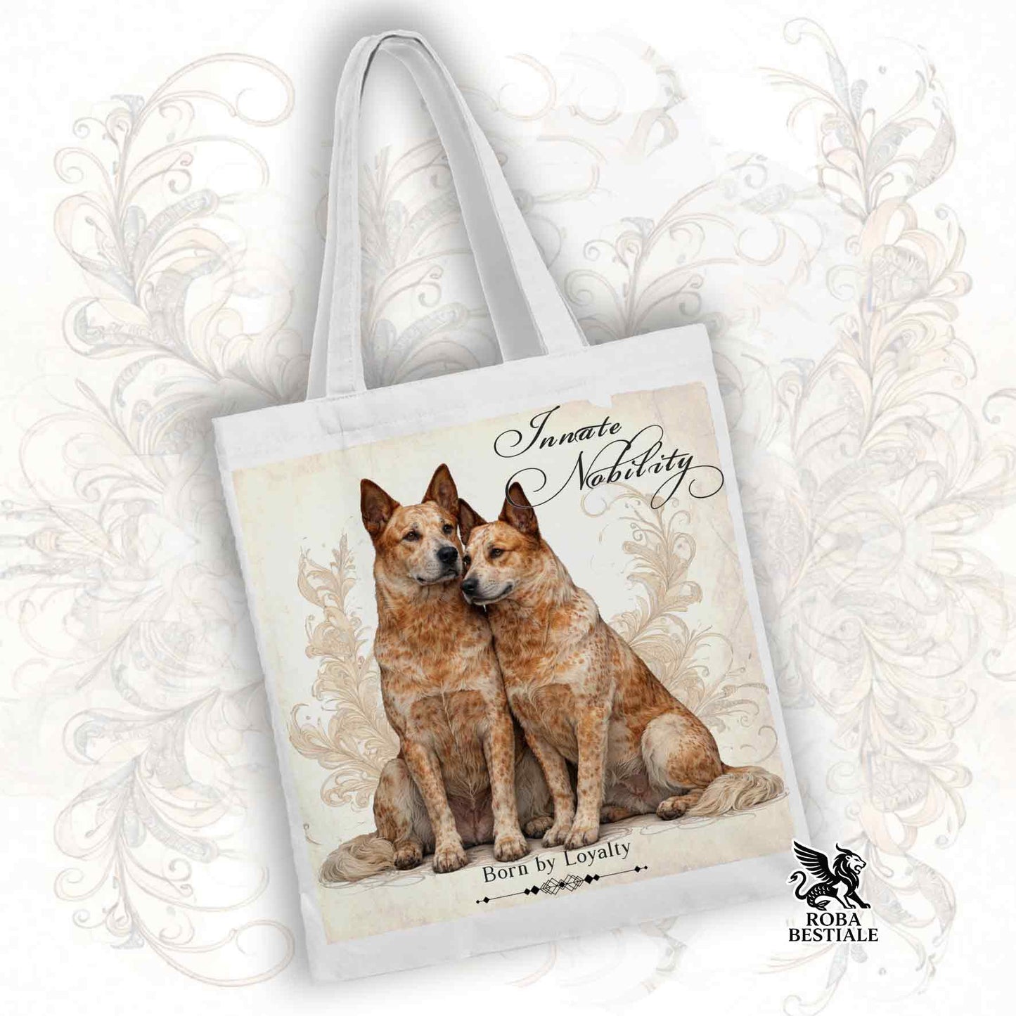 Tote Bag NOBILITY - AUSTRALIAN CATTLE DOG Red - 100% Cotone - Bianca o Beige