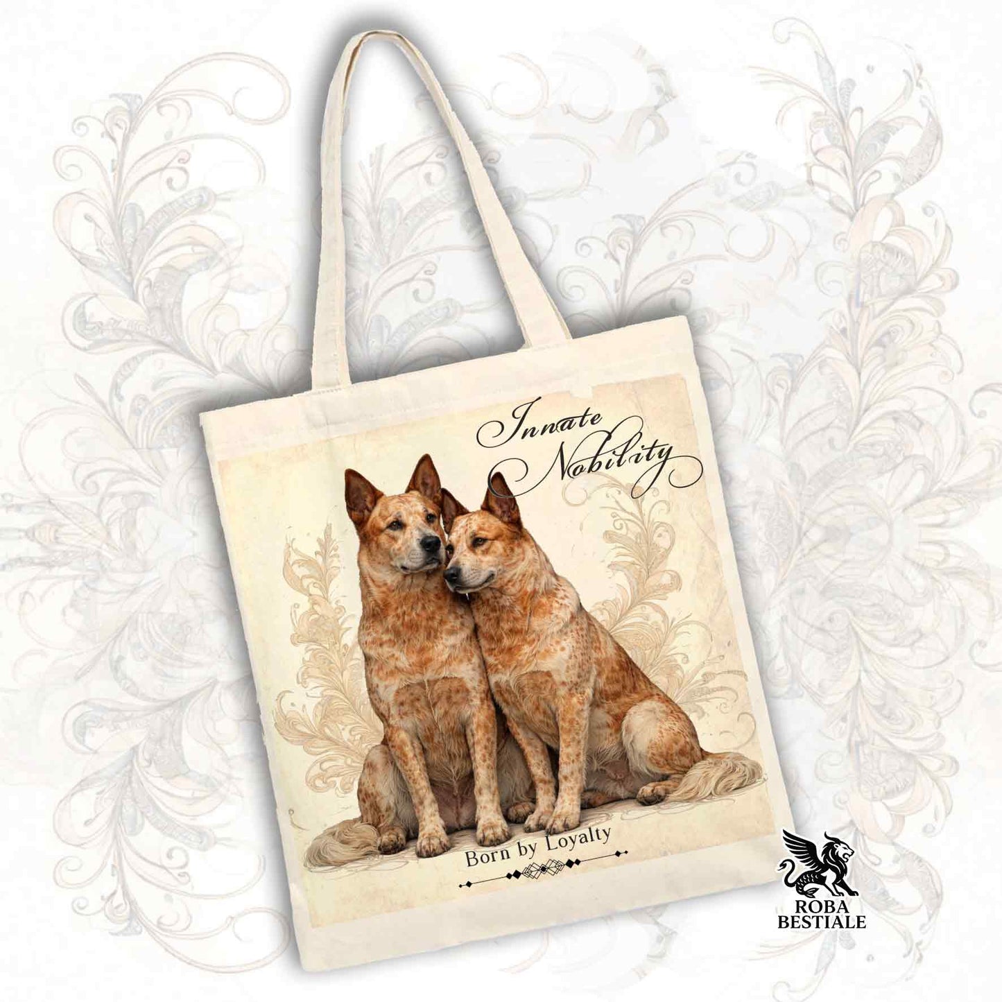 Tote Bag NOBILITY - AUSTRALIAN CATTLE DOG Red - 100% Cotone - Bianca o Beige