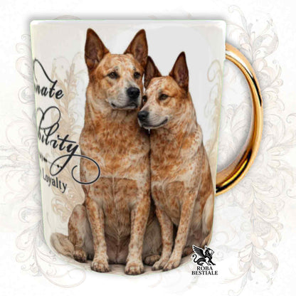 Tazza NOBILITY - AUSTRALIAN CATTLE DOG Red - Manico ORO - 330 ml - in Ceramica
