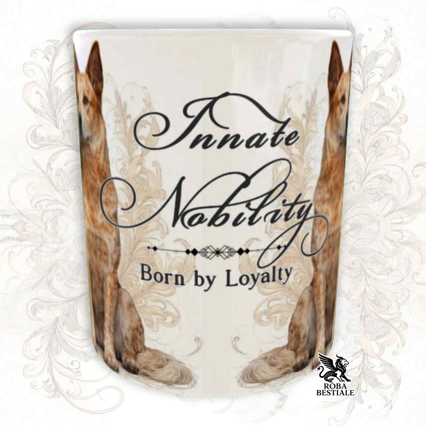Tazza NOBILITY - AUSTRALIAN CATTLE DOG Red - Manico ORO - 330 ml - in Ceramica
