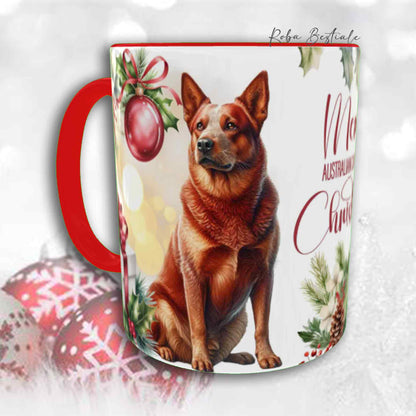 Tazza VINTAGE WINTER - AUSTRALIAN CATTLE DOG Red - In Ceramica, con dettagli Rossi - 330 ml