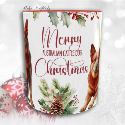 Tazza VINTAGE WINTER - AUSTRALIAN CATTLE DOG Red - In Ceramica, con dettagli Rossi - 330 ml