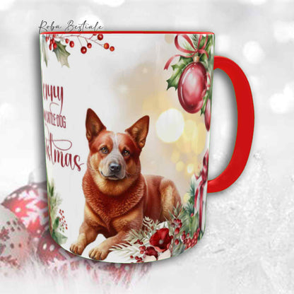 Tazza VINTAGE WINTER - AUSTRALIAN CATTLE DOG Red - In Ceramica, con dettagli Rossi - 330 ml